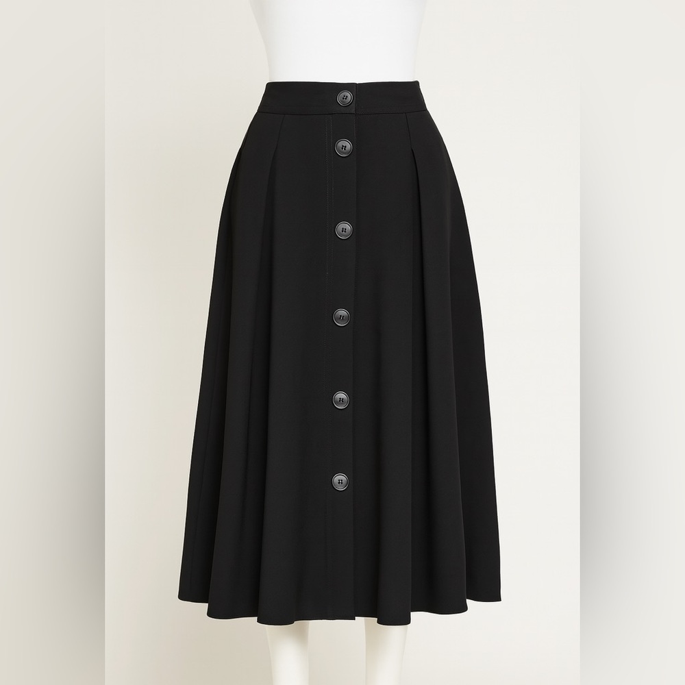 Modcloth Black Midi Pleated A-Line Skirt